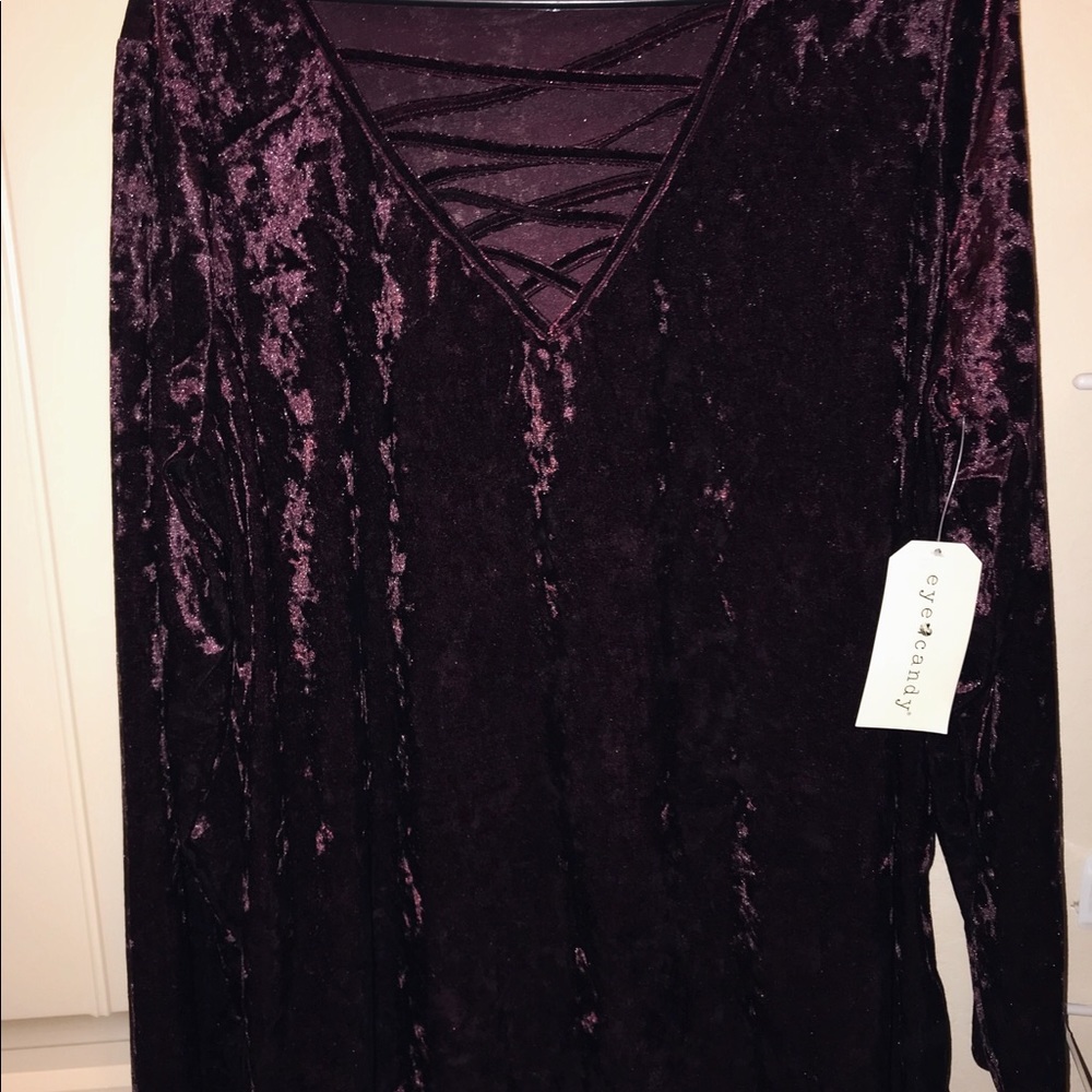 Dark purple velvet blouse